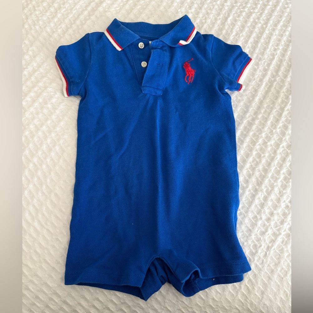 Ralph Lauren Vibrant Blue Polo Romper